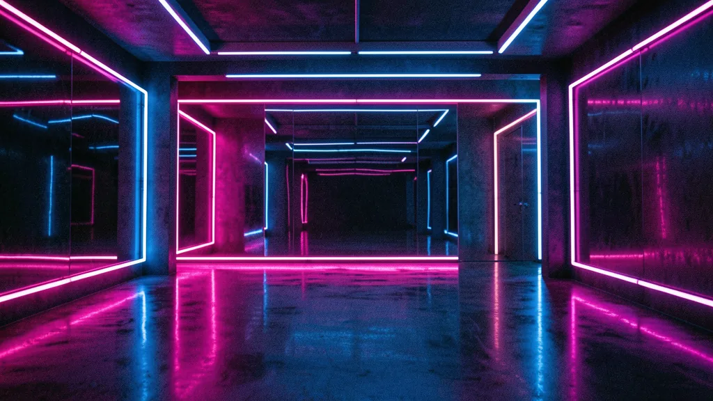 Neon signal room visual backdrop
